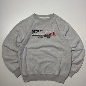 Grey Esy Surf Co New York Embroidered Crewneck Sweatshirt - L